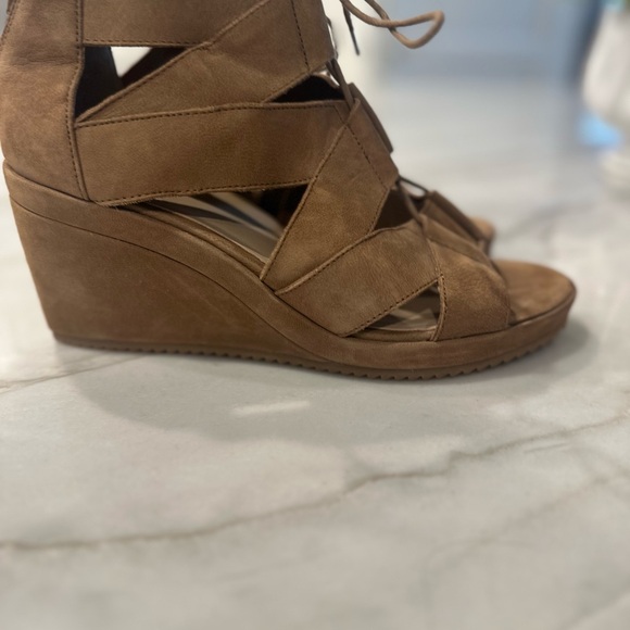 Eileen Fisher Brown Wedge Sandals with Adjustable Straps - Picture 3 of 5